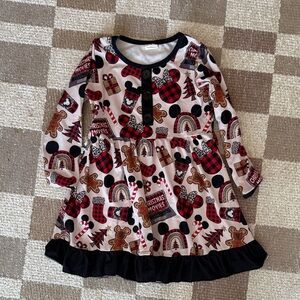 Girls Soft Christmas Themed Long Sleeve Dress